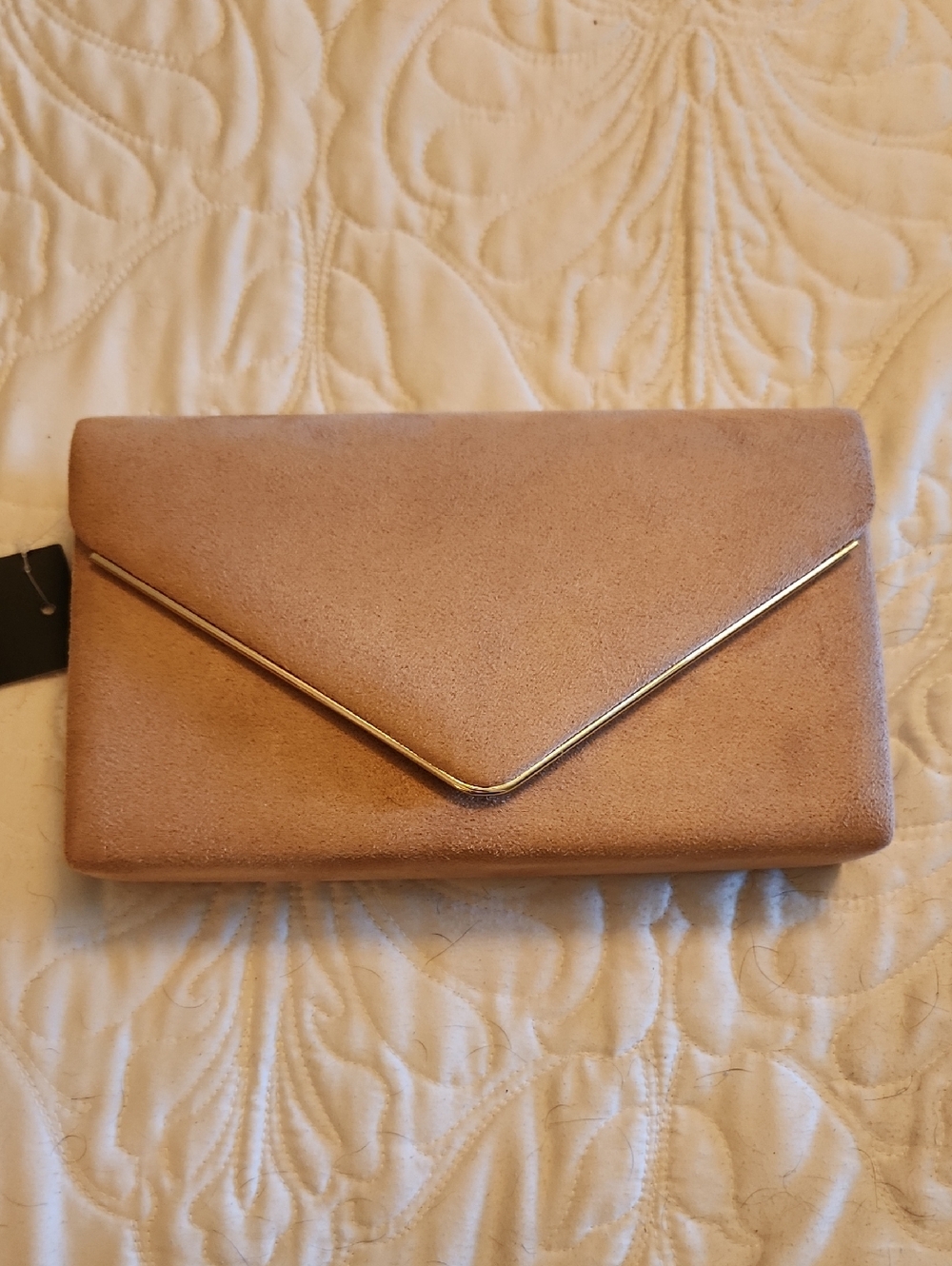 Suede Envelope Clutch in Blush/Tan